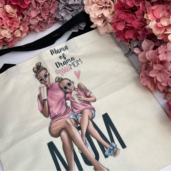 Eco-Friendly Mama of Drama Girl Mom Folding Tote Bag - Picture 6 of 14